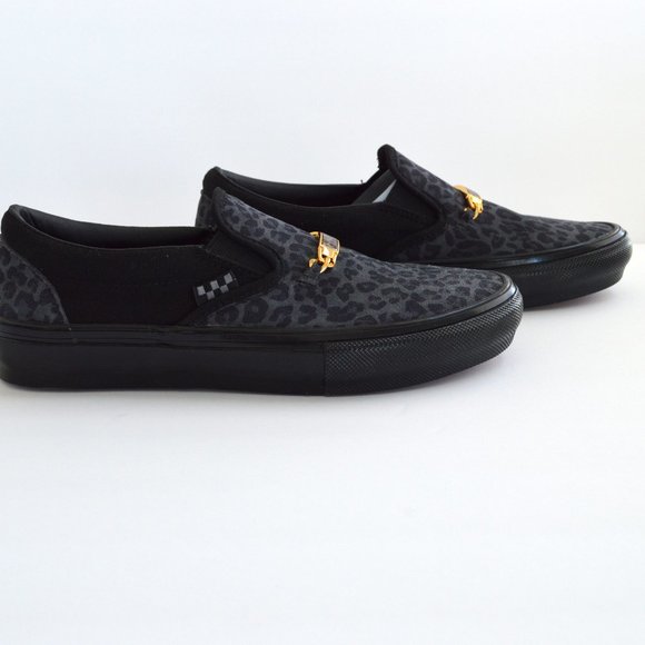VANS SKATE SLIP ON CHER STRAUBERRY CHEETAH GRAY BLACK SNEAKER SHOES NEW - Picture 2 of 8